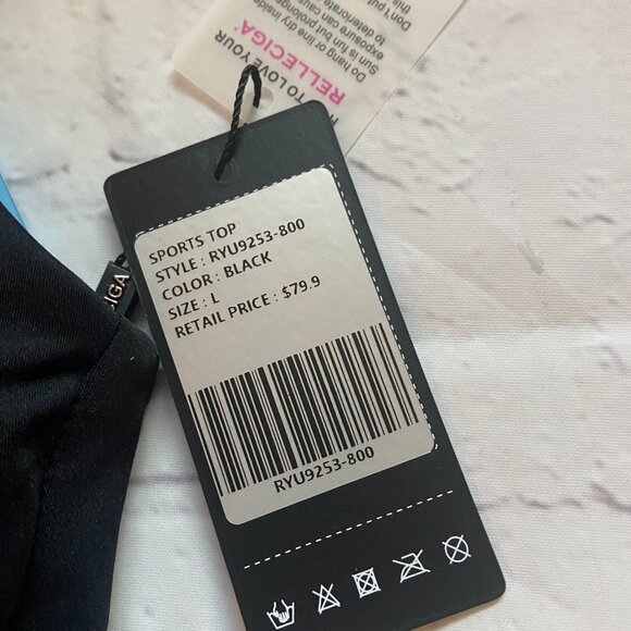 Relleciga Sports Bra Large Black NWT - Picture 3 of 4